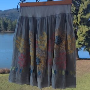 Blue Tassel Embroidered Skirt